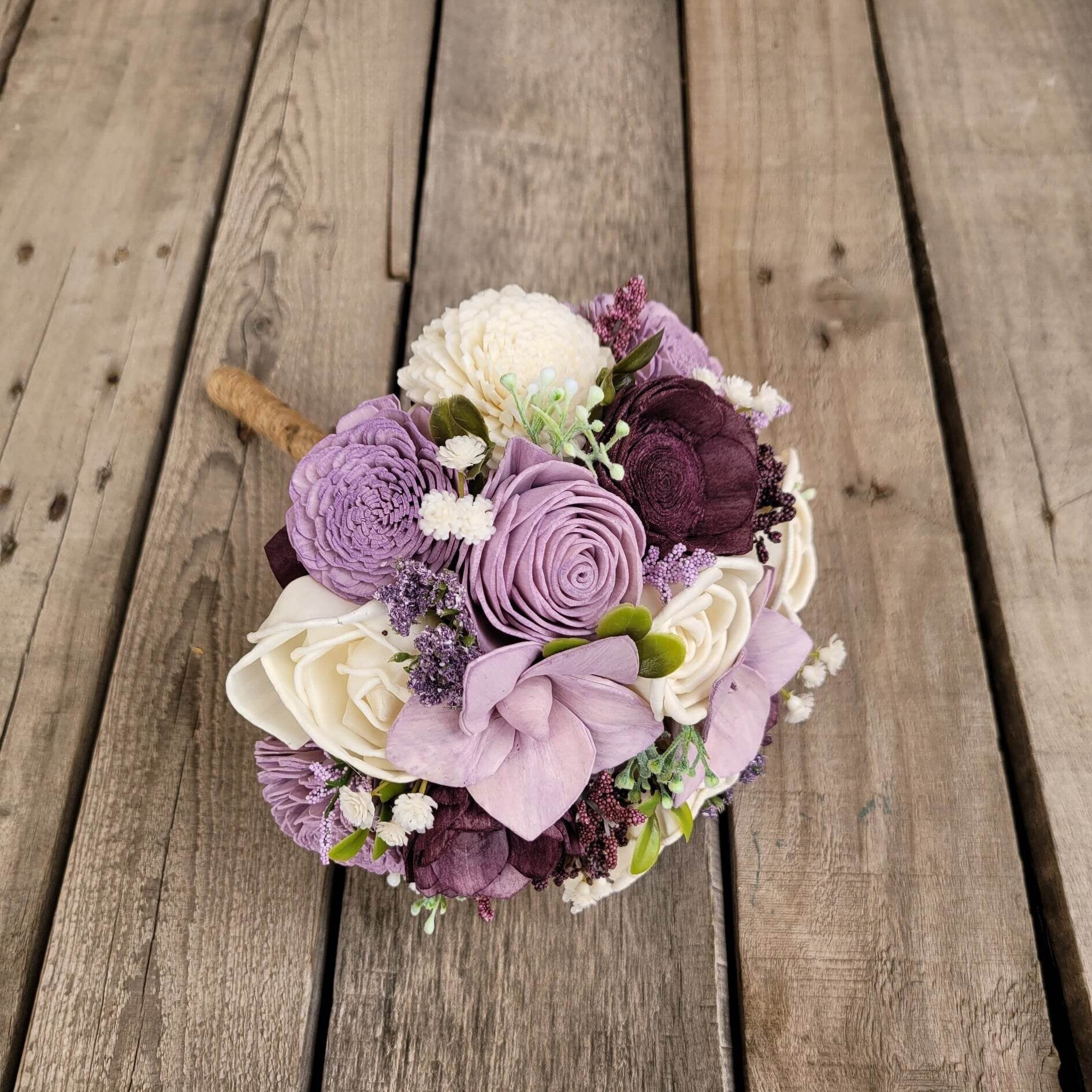 Dried lavender Sola Rose Wedding Bouquet and buy FREE boutonniere