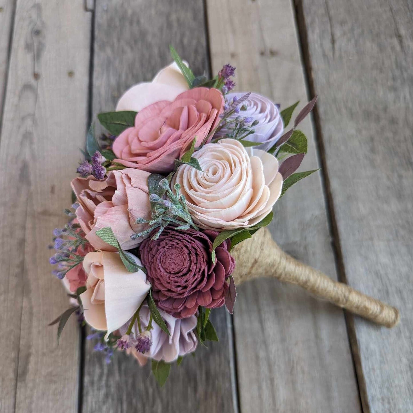 Pre-made Mauve and Lavender Wedding Bouquet, Sola Wood Flowers Bridal Bouquet, Blush Wooden Flower Bouquet, Artificial Wedding Bouquet