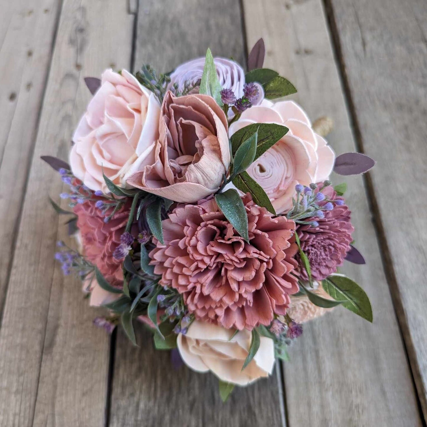 Pre-made Mauve and Lavender Wedding Bouquet, Sola Wood Flowers Bridal Bouquet, Blush Wooden Flower Bouquet, Artificial Wedding Bouquet