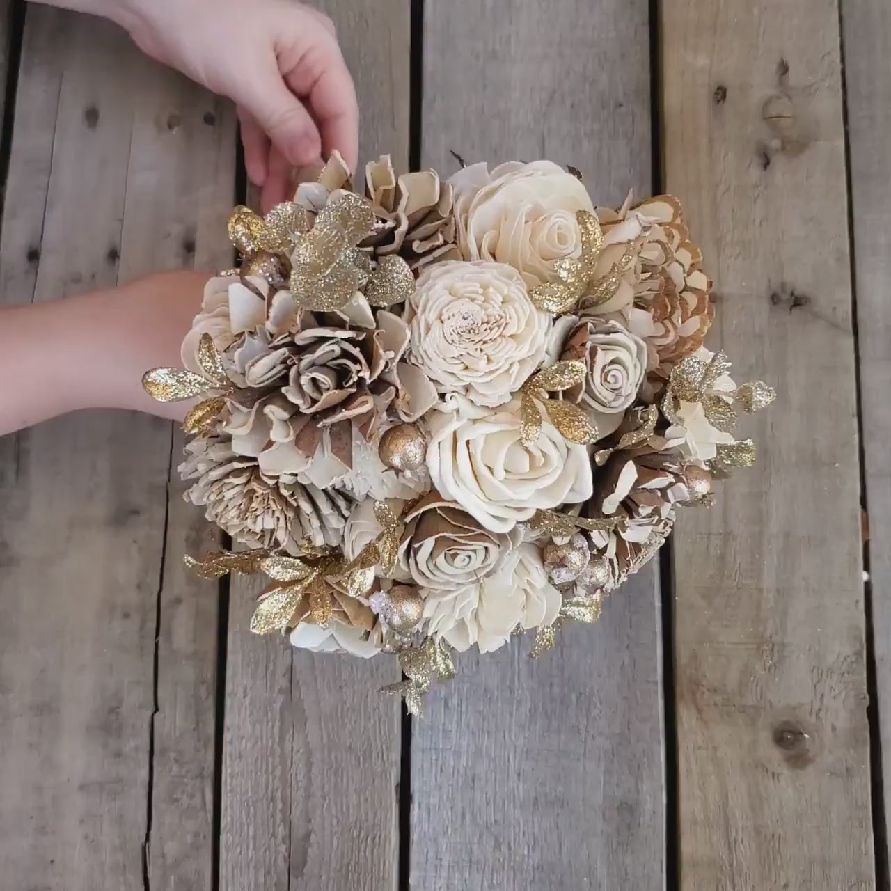 Taupe Champagne Gold Quinceanera Bouquet authentic