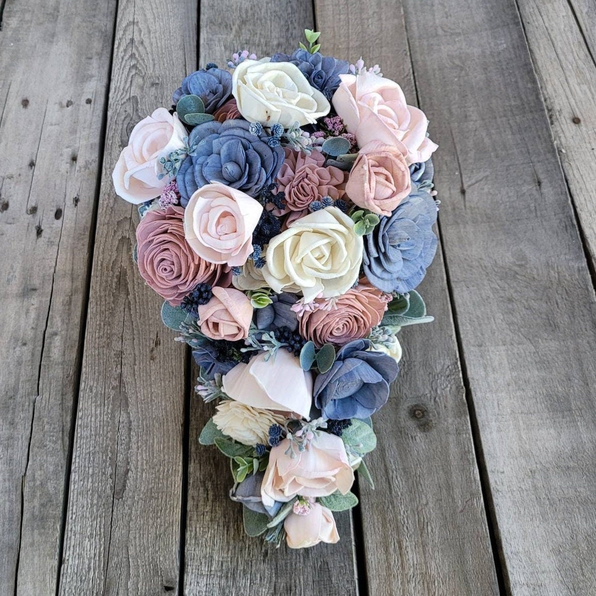 Navy blue and blush sola sale bouquet, pink and blue bridal bouquet