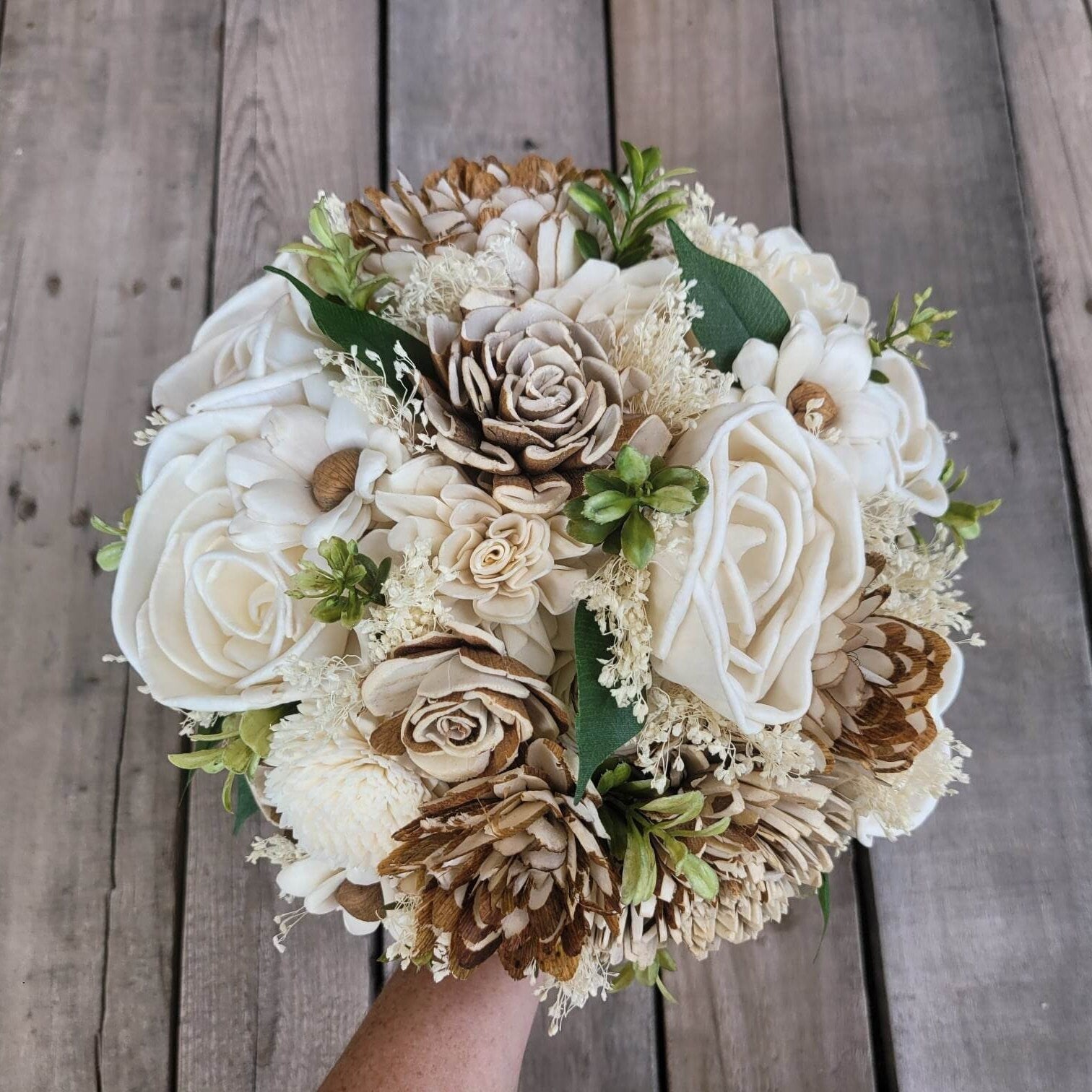 SOLA WOOD PAINTED CREAM COLOR BRIDAL store BOUQUET