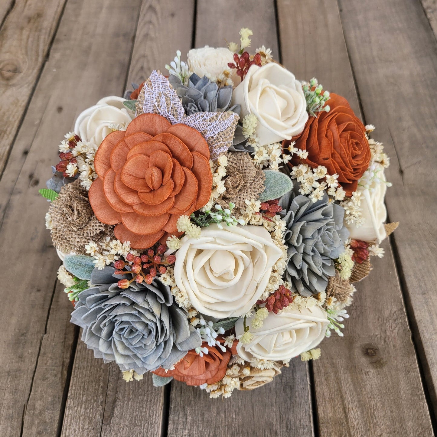 Fall Wedding Bouquet, Wood Flower Fall Bridal Bouquet, Fall Wedding Flowers, Wooden Flowers, Wood Bouquet, Rust Burnt Orange Flower Bouquet